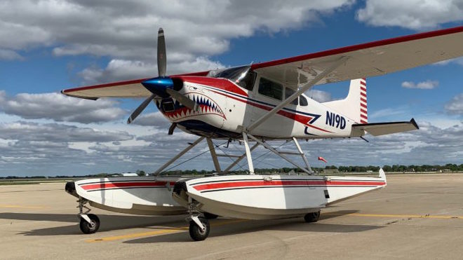 Shark aviation seaplane on the ramp