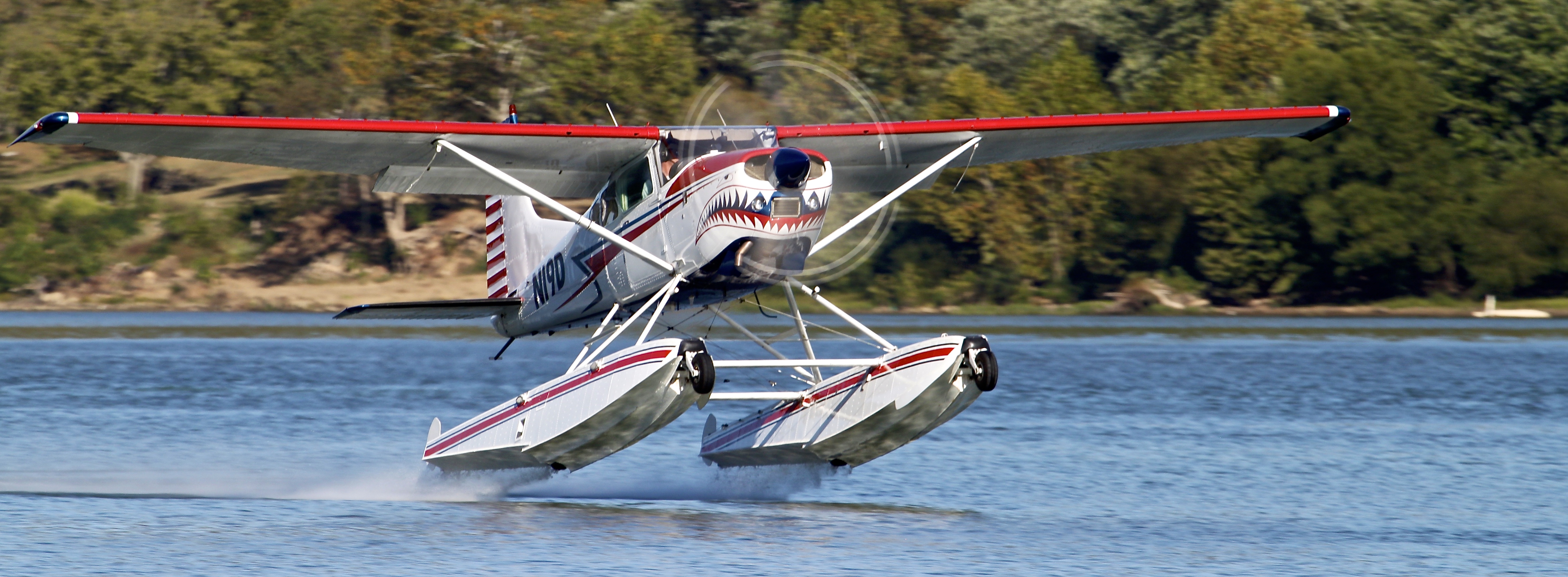 N19D-Shark Aviation Amphibious 185 Seaplane Water Takeoff